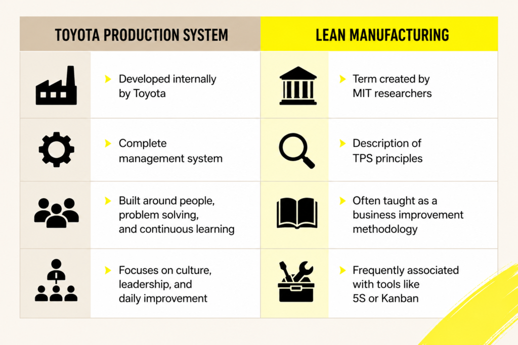 Toyota Production System vs Lean Manufacturing